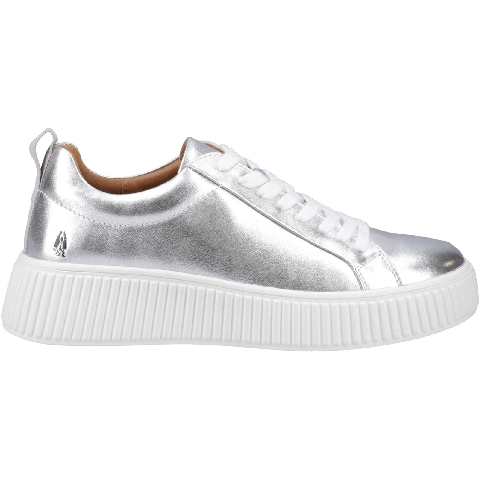 Hush Puppies Harlow Baskets En Cuir Pour Femmes Argentées