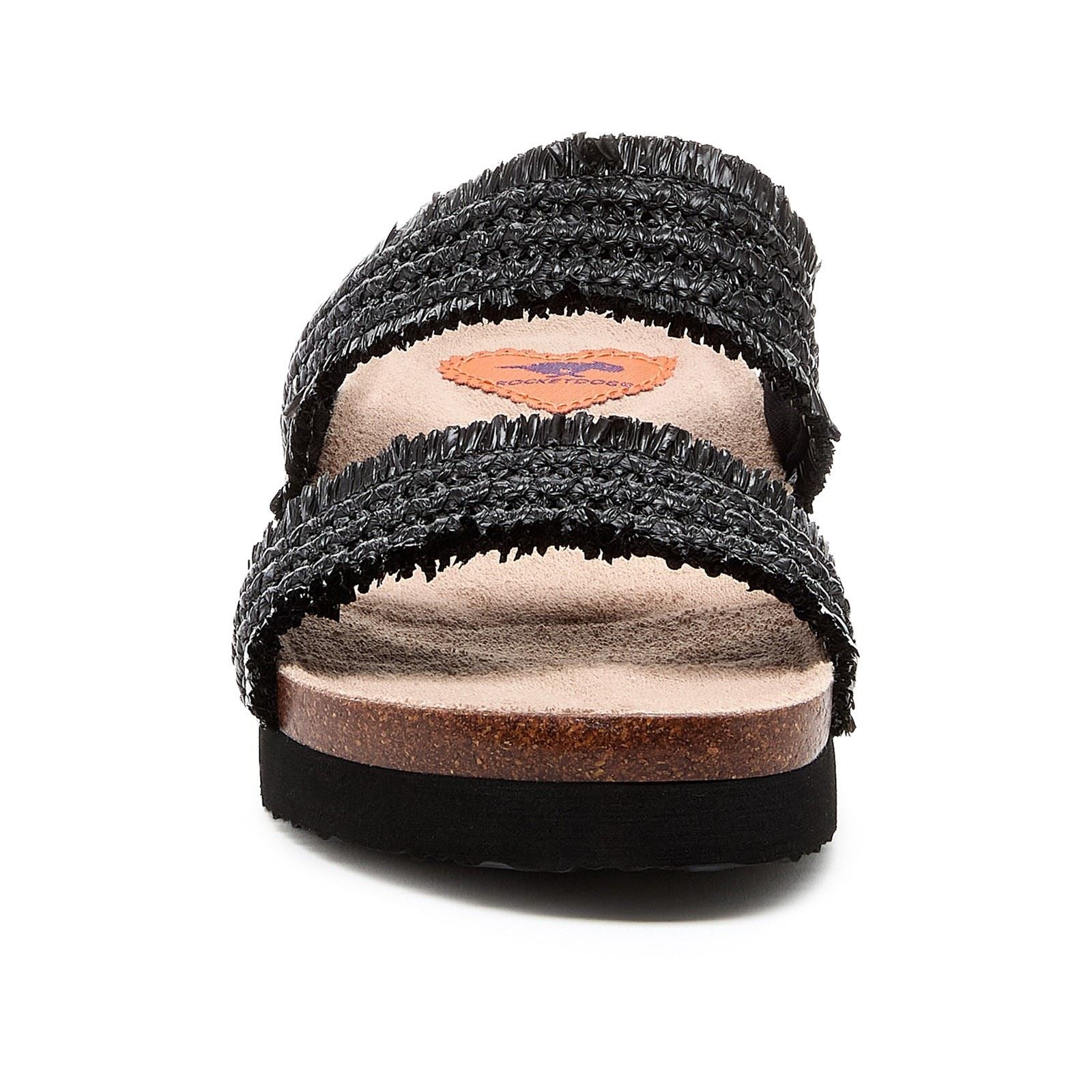 Rocket Dog Aruba Raffia Sandales Noires Pour Femmes En Textile