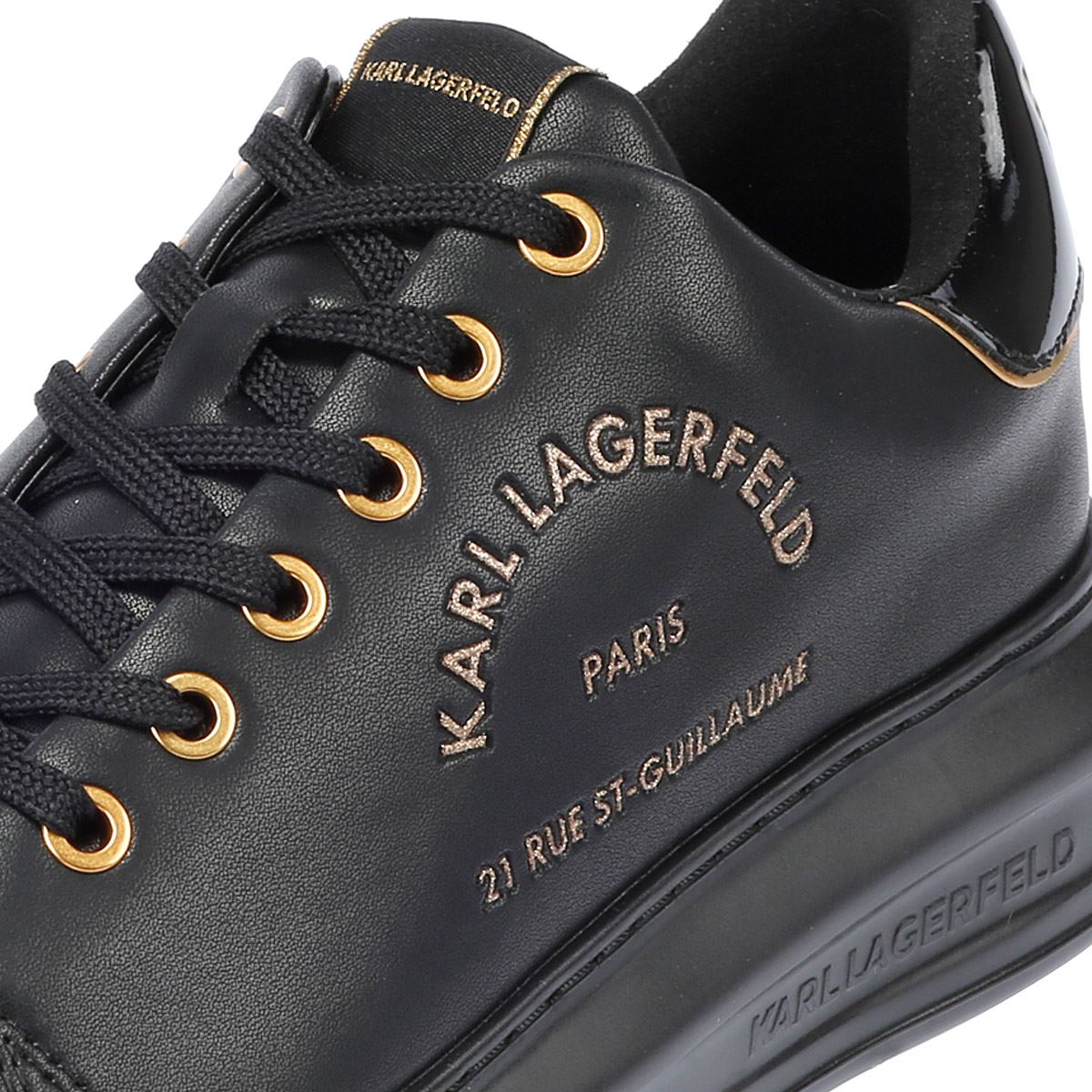 Karl Lagerfeld Kapri Metal Maison Glitter Baskets Noires En Cuir Pour Femmes