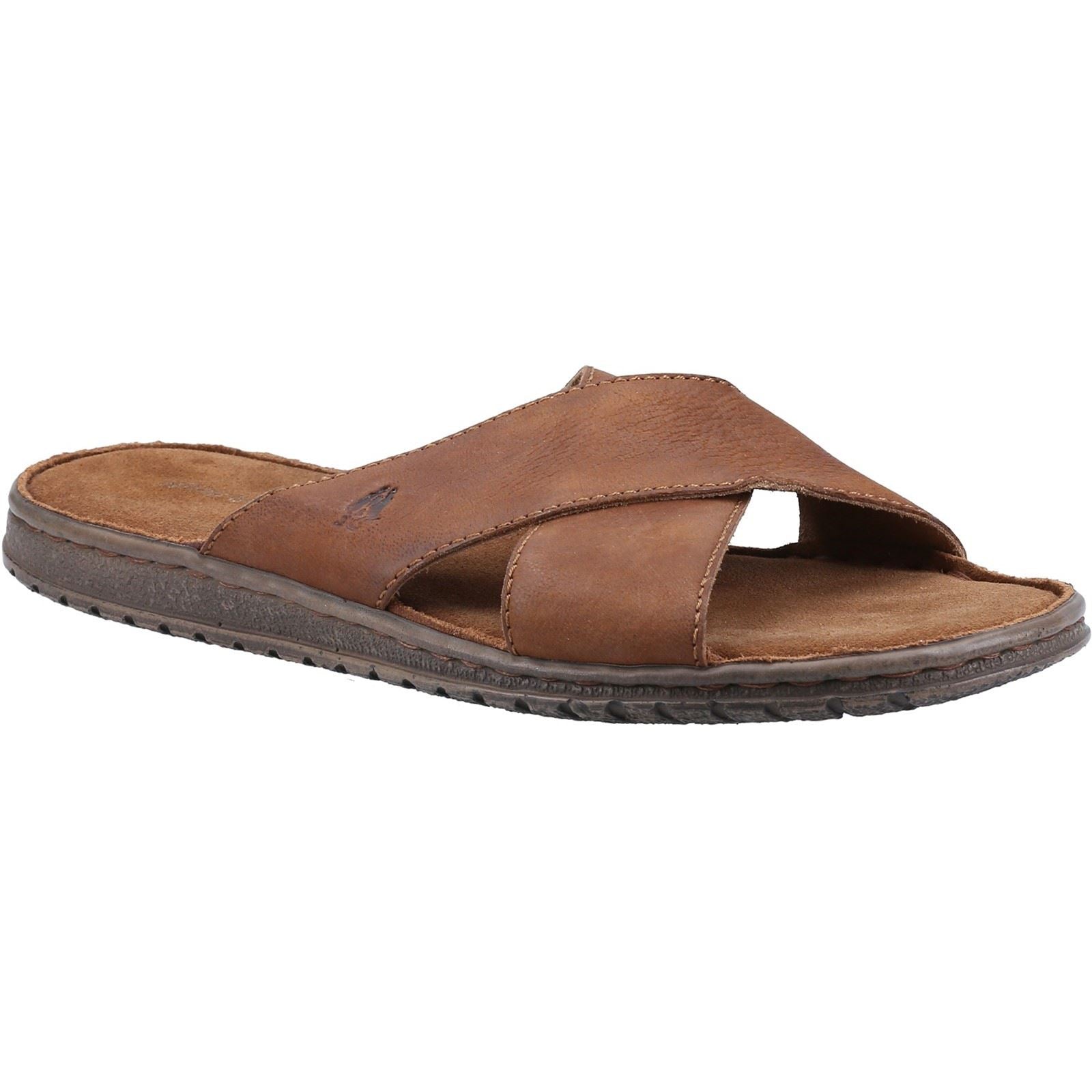 Hush Puppies Nile Cross Over Sandales En Cuir Marron Pour Hommes