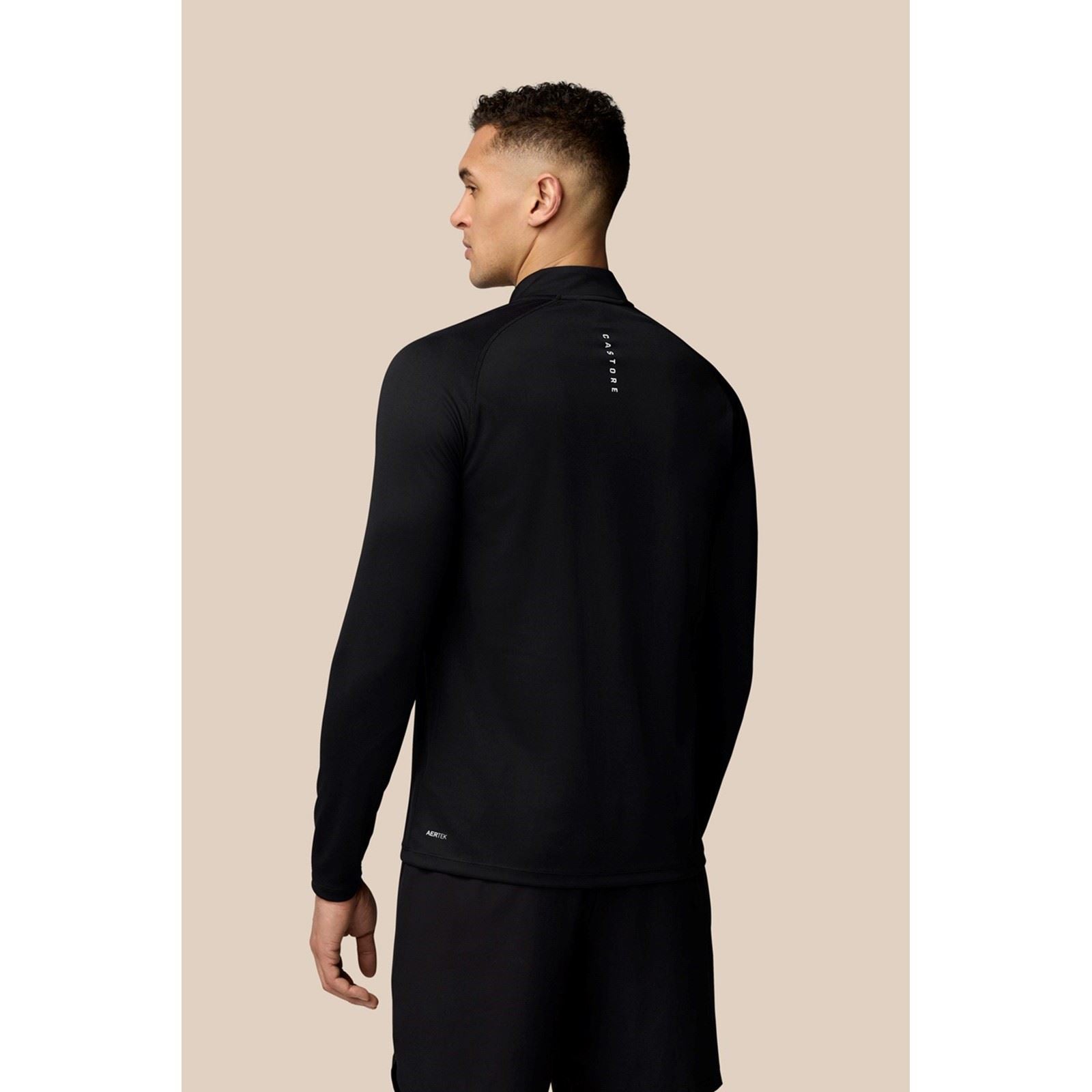 Castore Adapt Training 1/4 Zip Top T-Shirts De Sport Actifs Pour Hommes En Polyester Noir