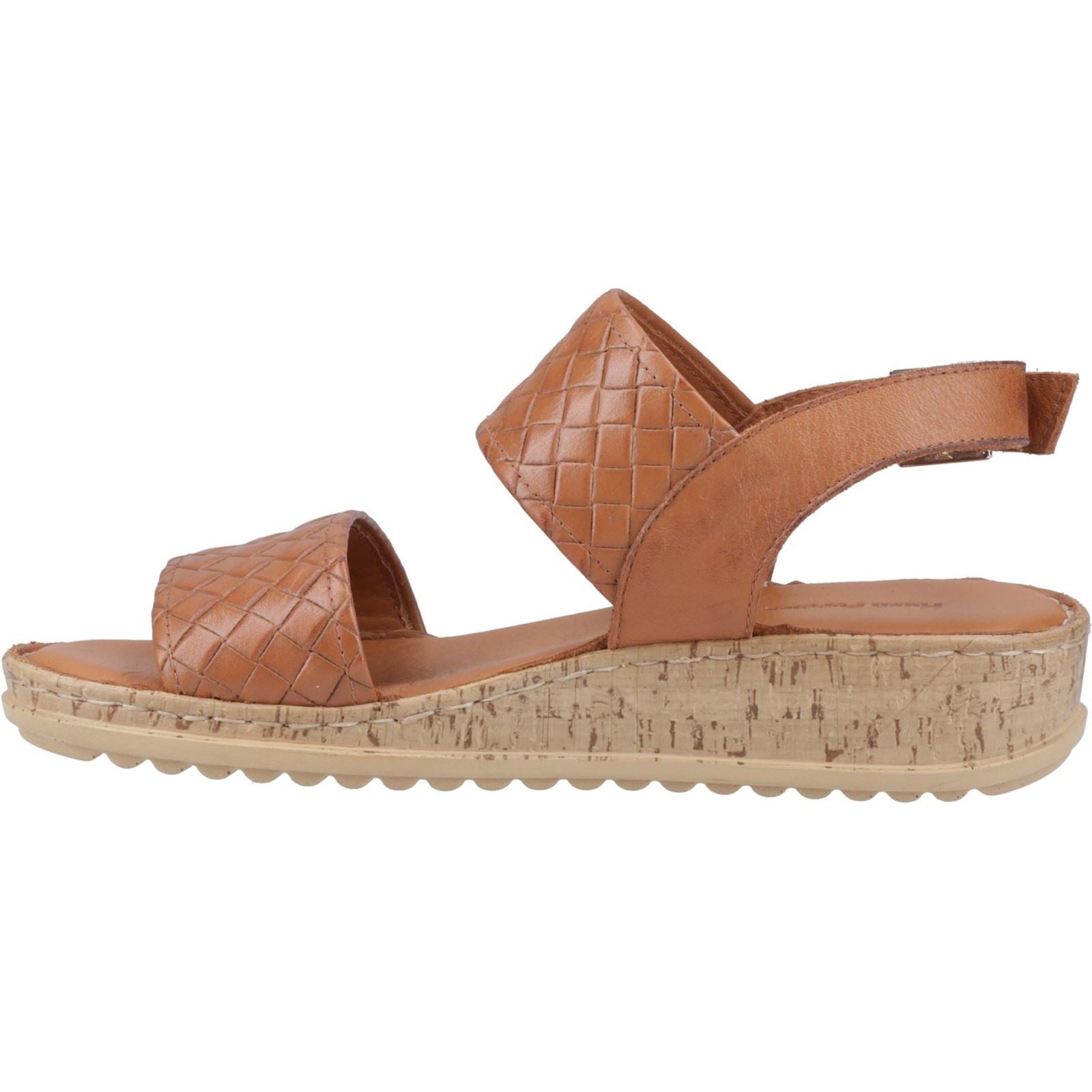 Hush Puppies Ebony Wide Fit Sandales En Cuir Pour Femme Couleur Tan