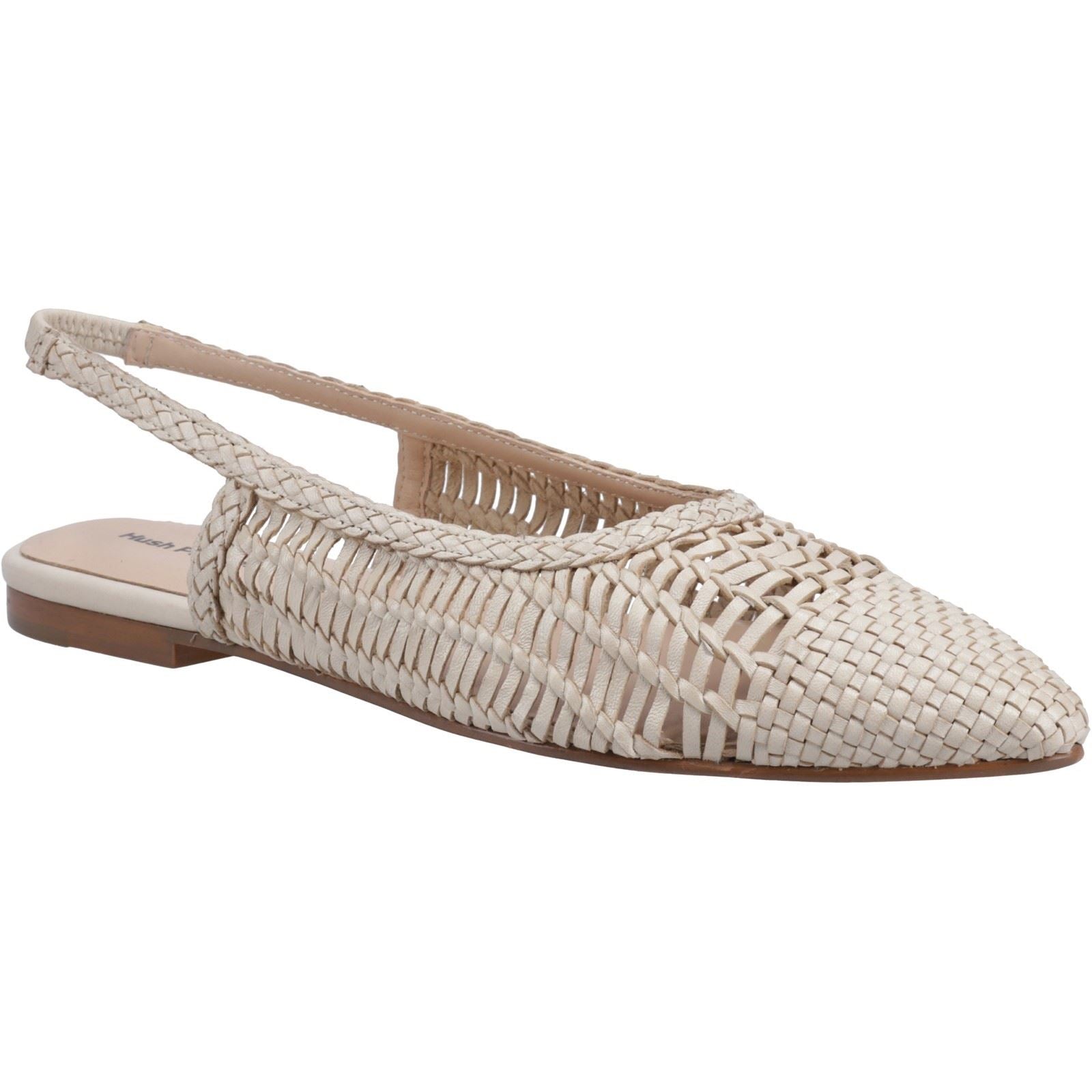 Hush Puppies Dalia Woven Flâneurs Plats En Cuir Pour Femmes En Crème