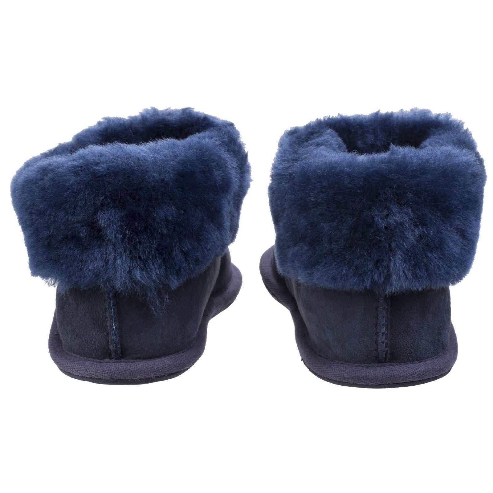 Cotswold Wotton Chaussons En Cuir Pour Femme De Couleur Bleu Foncé