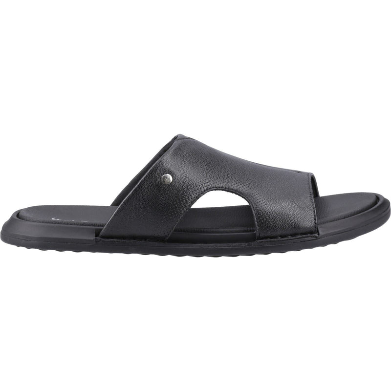 Hush Puppies Callum Slide Sandales Noires Pour Hommes En Cuir