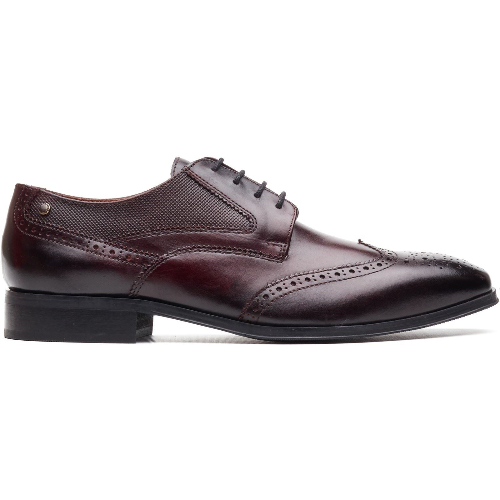 Base London Steeple Brogue Chaussures Brogues En Cuir Pour Hommes Marron Brûlé