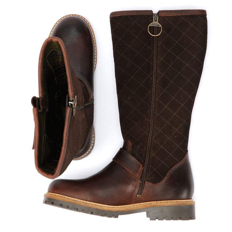 Barbour Willow Tall Bottes En Daim Marron Pour Femmes