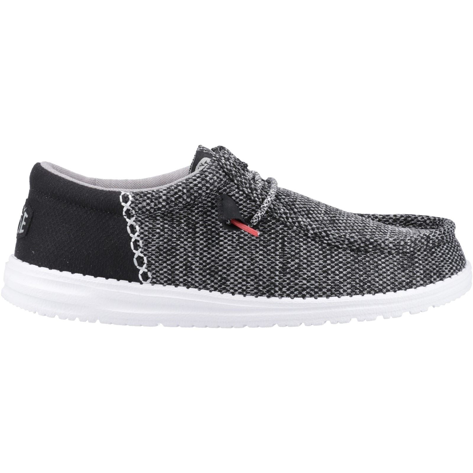 HEYDUDE Wally Funk Open Mesh Chaussures Bateau Hommes Noires/Blanches