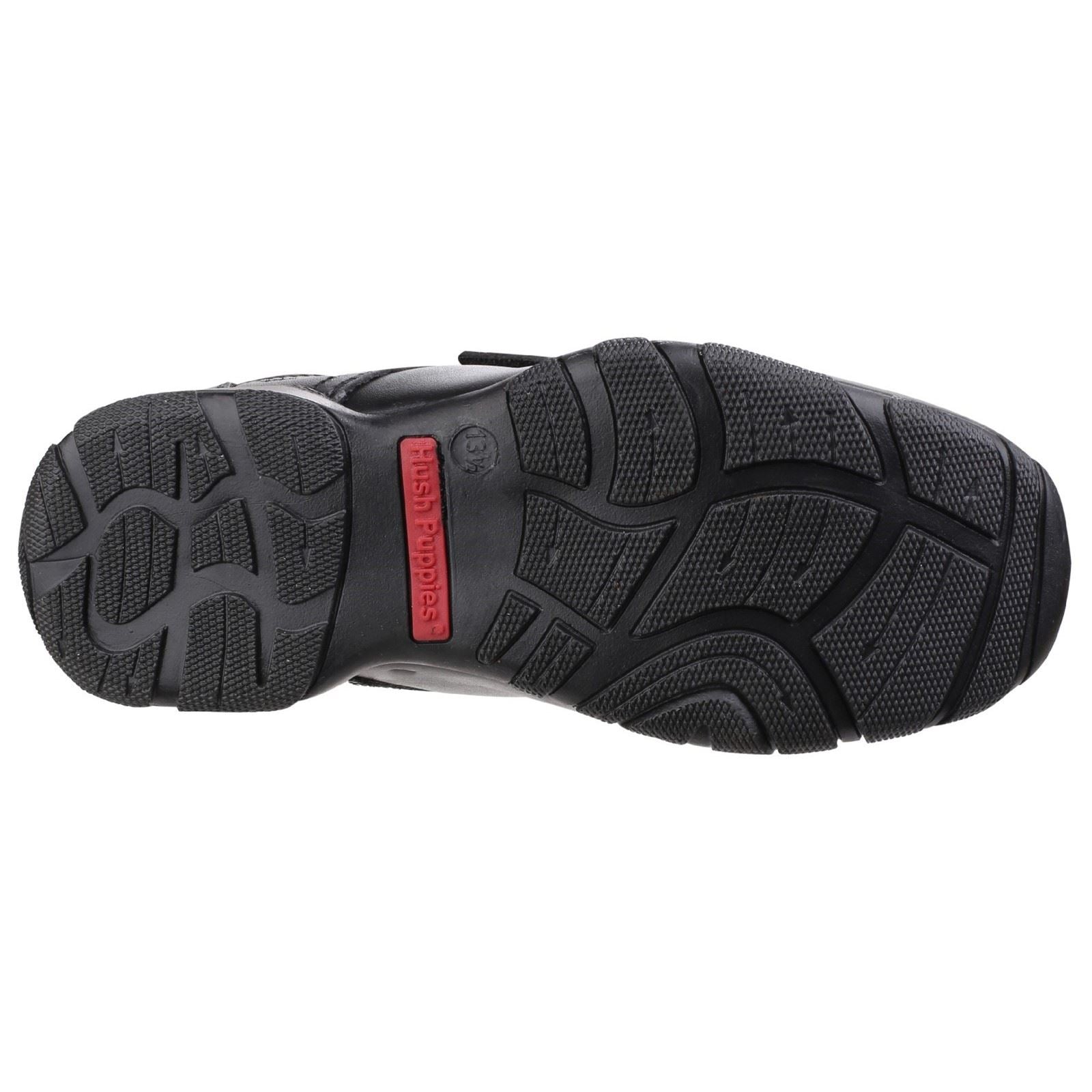 Hush Puppies Freddy 2 Junior Chaussures Noires Pour Garçons En Cuir.