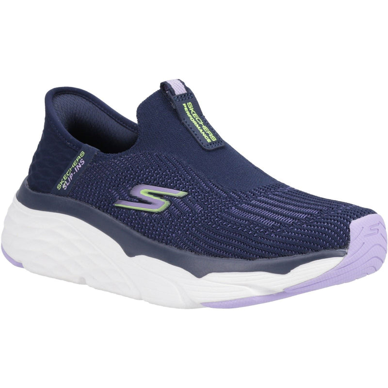 Skechers Max Cushioning Smooth Baskets Femme En Toile Bleu Marine/Lavande