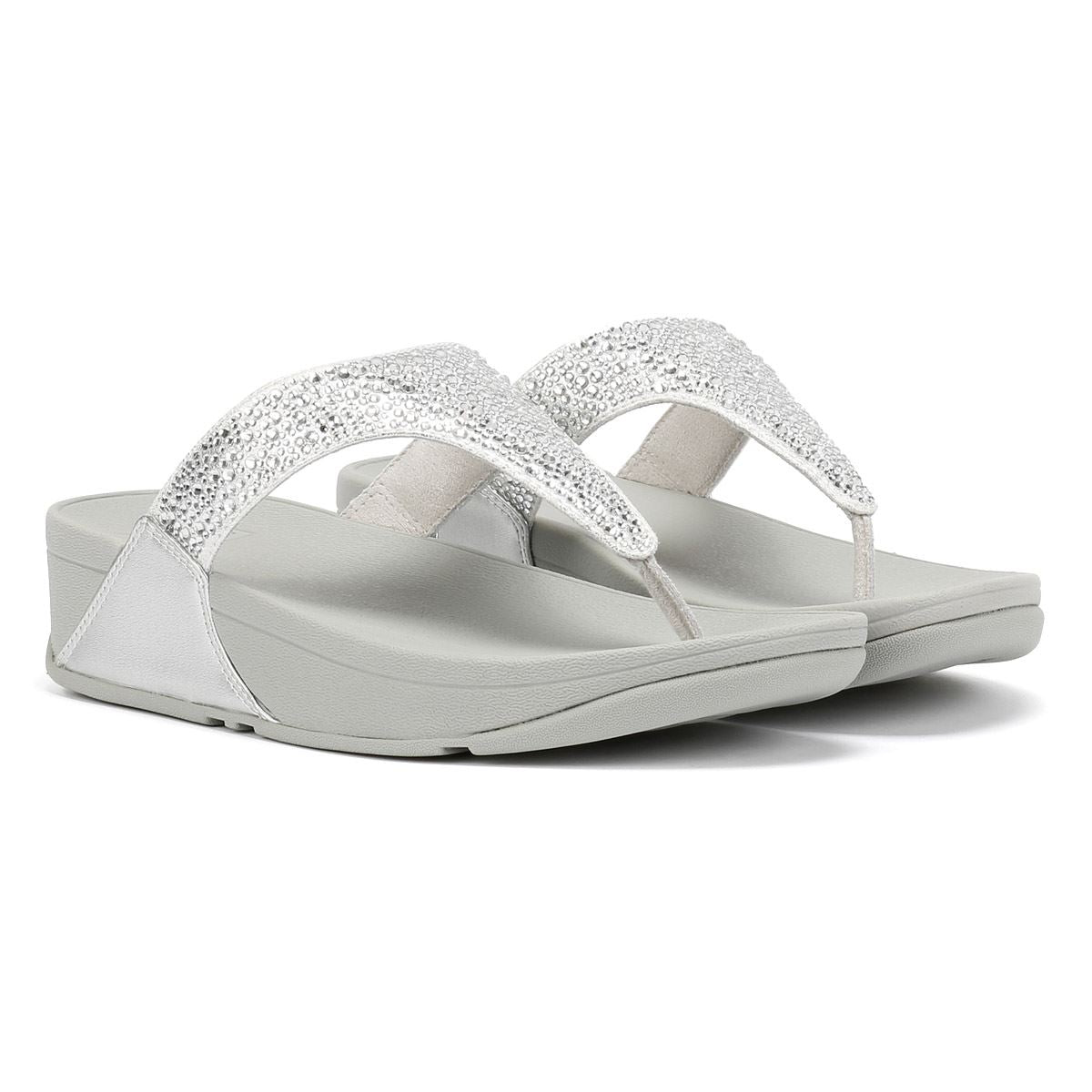 FitFlop Lulu Crystal Mix Sandales Argentées Pour Femmes