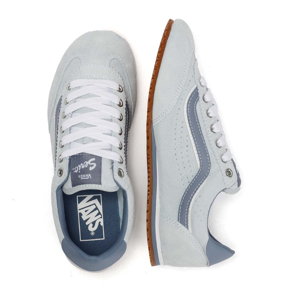 Vans Super Lowpro Baskets Bleues Pour Femmes Suède