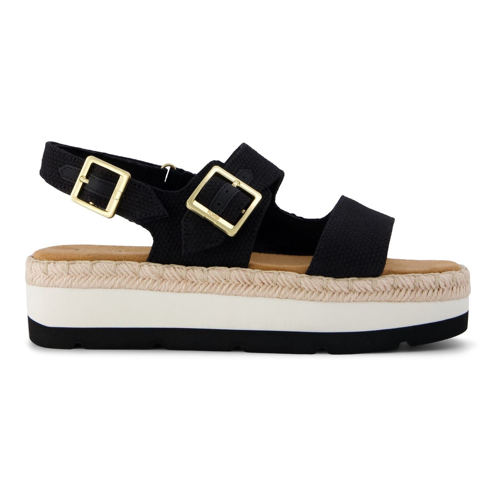 TOMS Giana Sandales De Plage Noires Pour Femmes En Textile