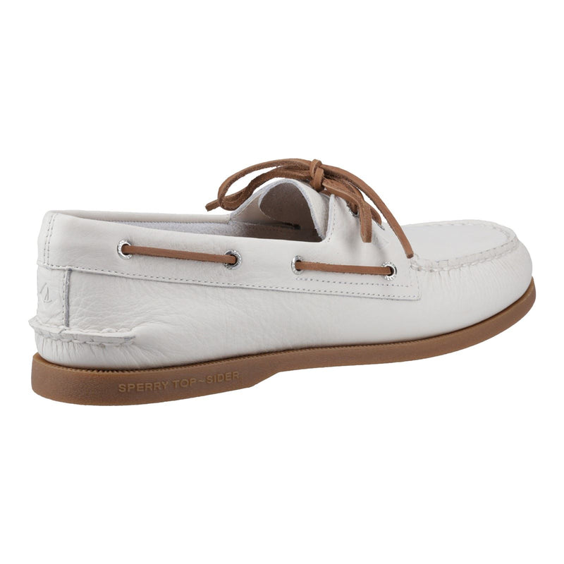 Sperry Authentic 2 Eye Chaussures Bateau Pour Hommes En Cuir Blanc/Gomme