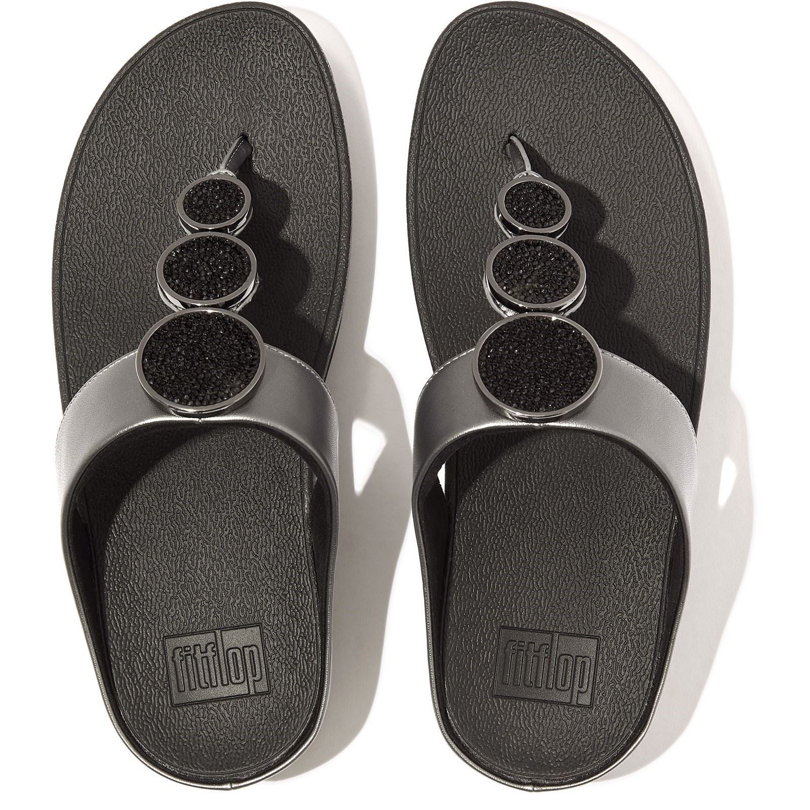 Fitflop Halo Sandales Noires En Métal De Polyuréthane Pour Femmes