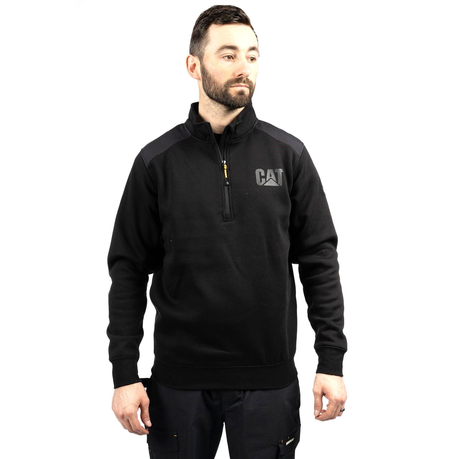 Caterpillar Essential 1/4 Zip Sweatshirt Noir Pour Homme En Polyester