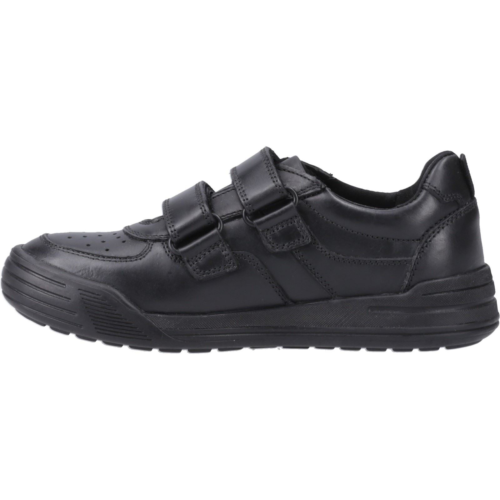 Hush Puppies Sully Chaussures Noires Pour Garçons En Cuir.