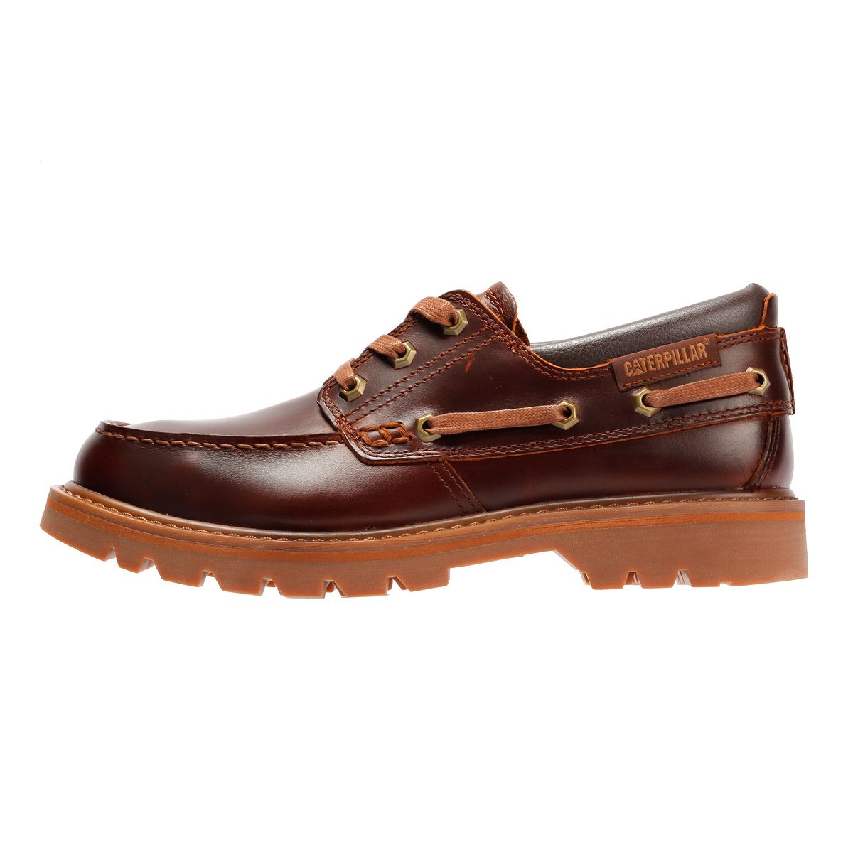 Caterpillar Colorado Boat Lo Chaussures En Cuir Pour Hommes Brunes À Lacets