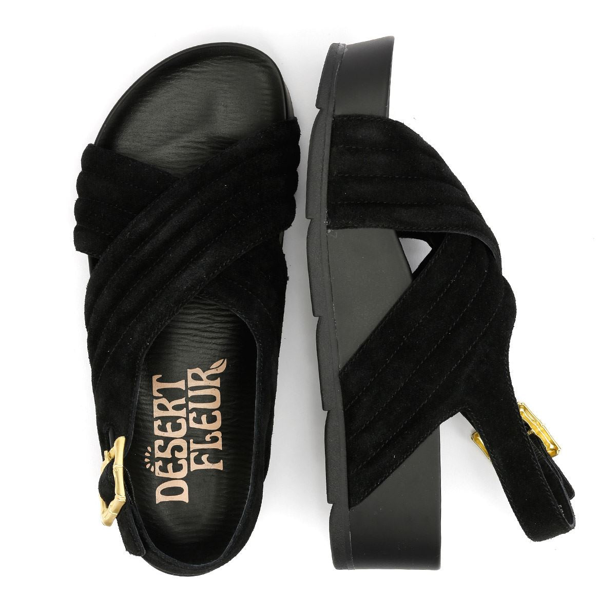 Desert Fleur Sparks Sandales Noires Pour Femmes En Suède