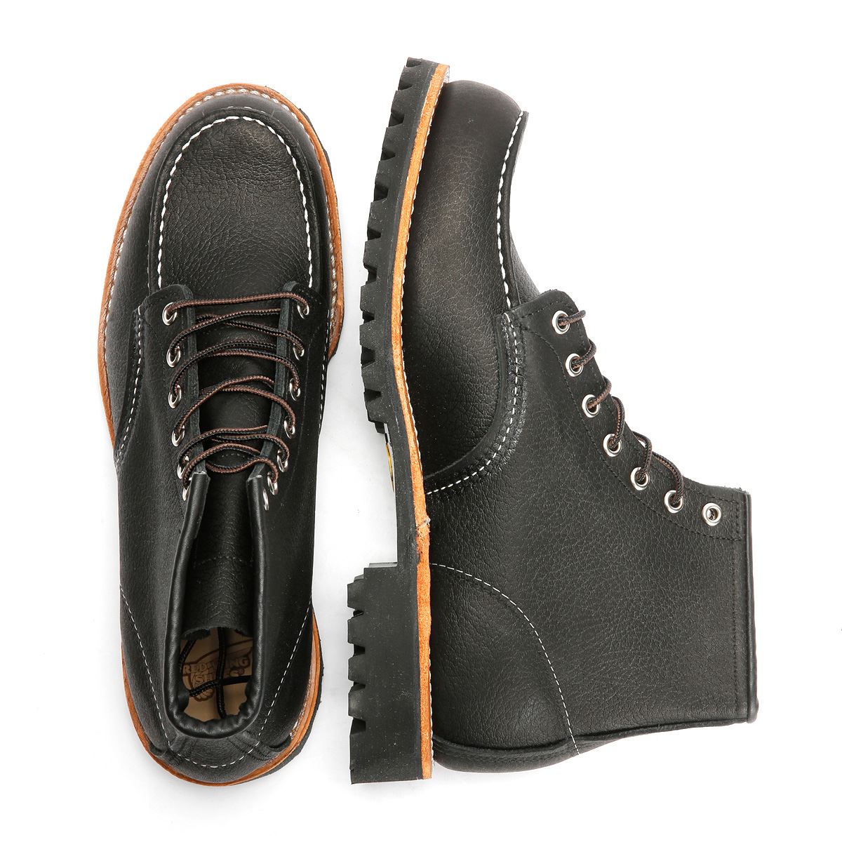 Red Wing 2949 Roughneck 6" Moc Toe Bottes Noires En Cuir Pour Hommes