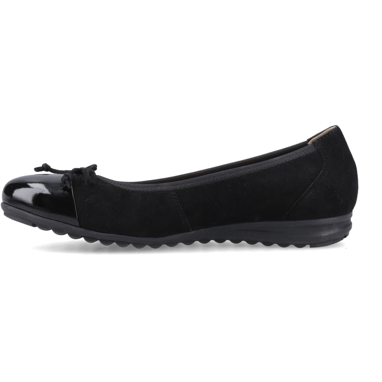 Hush Puppies Laurie Toe Cap Ballerines En Cuir Noires Pour Femmes