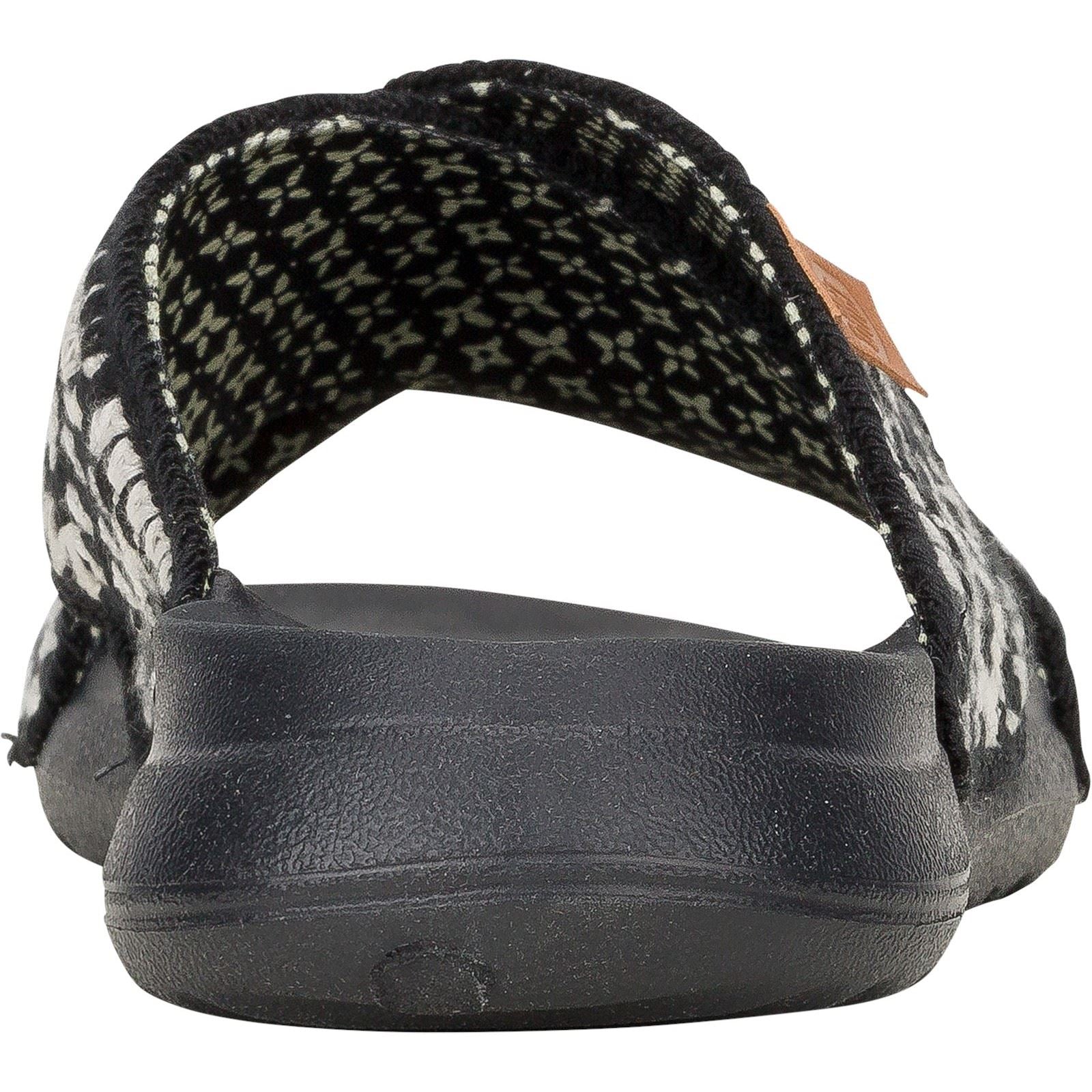 HEYDUDE Christi Slide Cottage Crochet Sandales En Coton Pour Femmes Noires/Blanches
