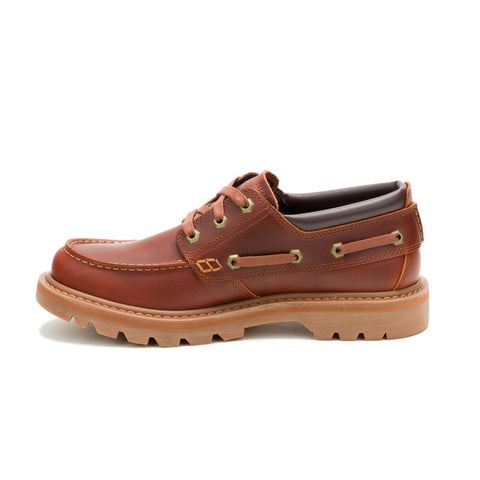 Caterpillar Colorado Boat Lo Chaussures En Cuir Pour Hommes Brunes À Lacets