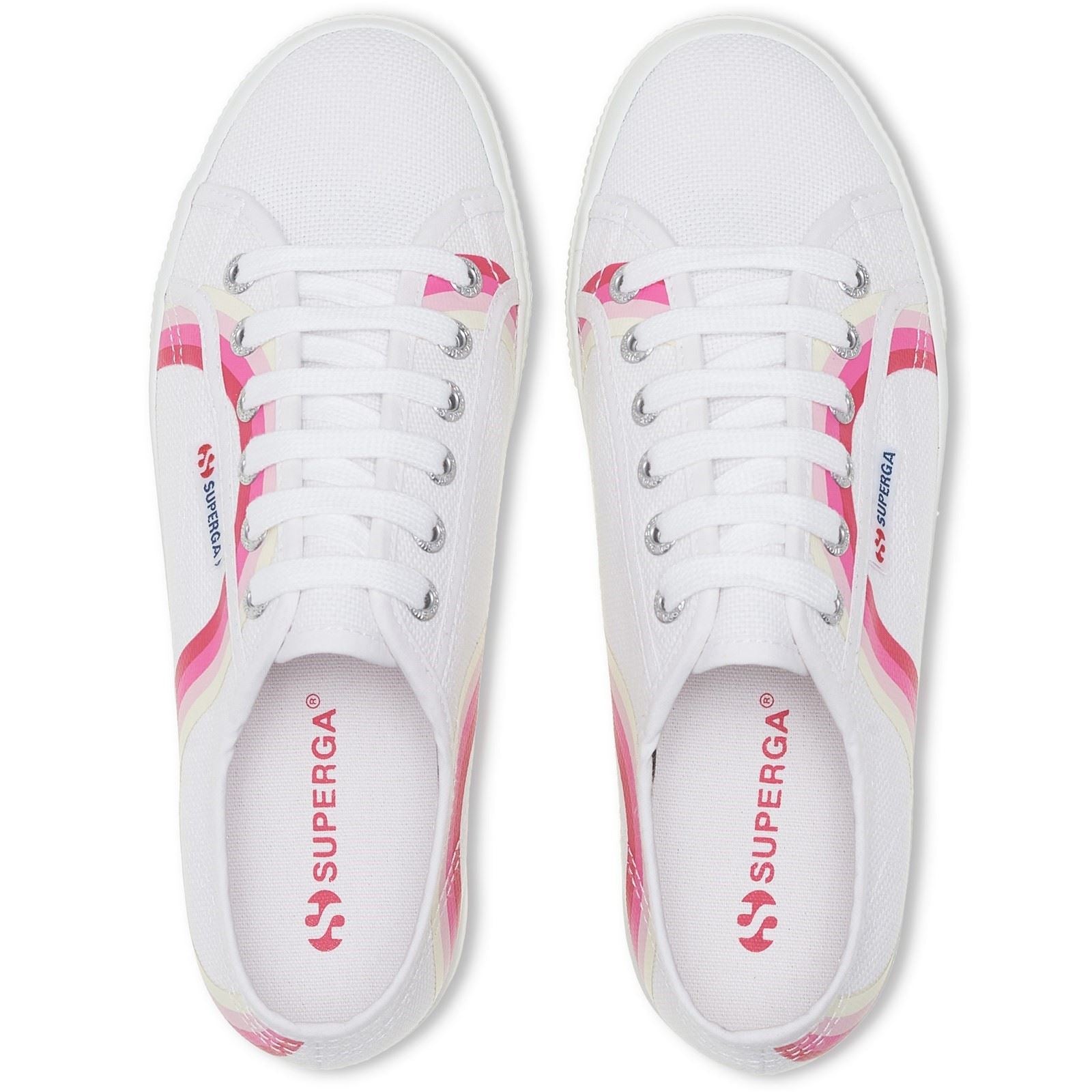 Superga 2790 Round Stripes Baskets En Coton Pour Femmes Blanches/Bleues Ombrées