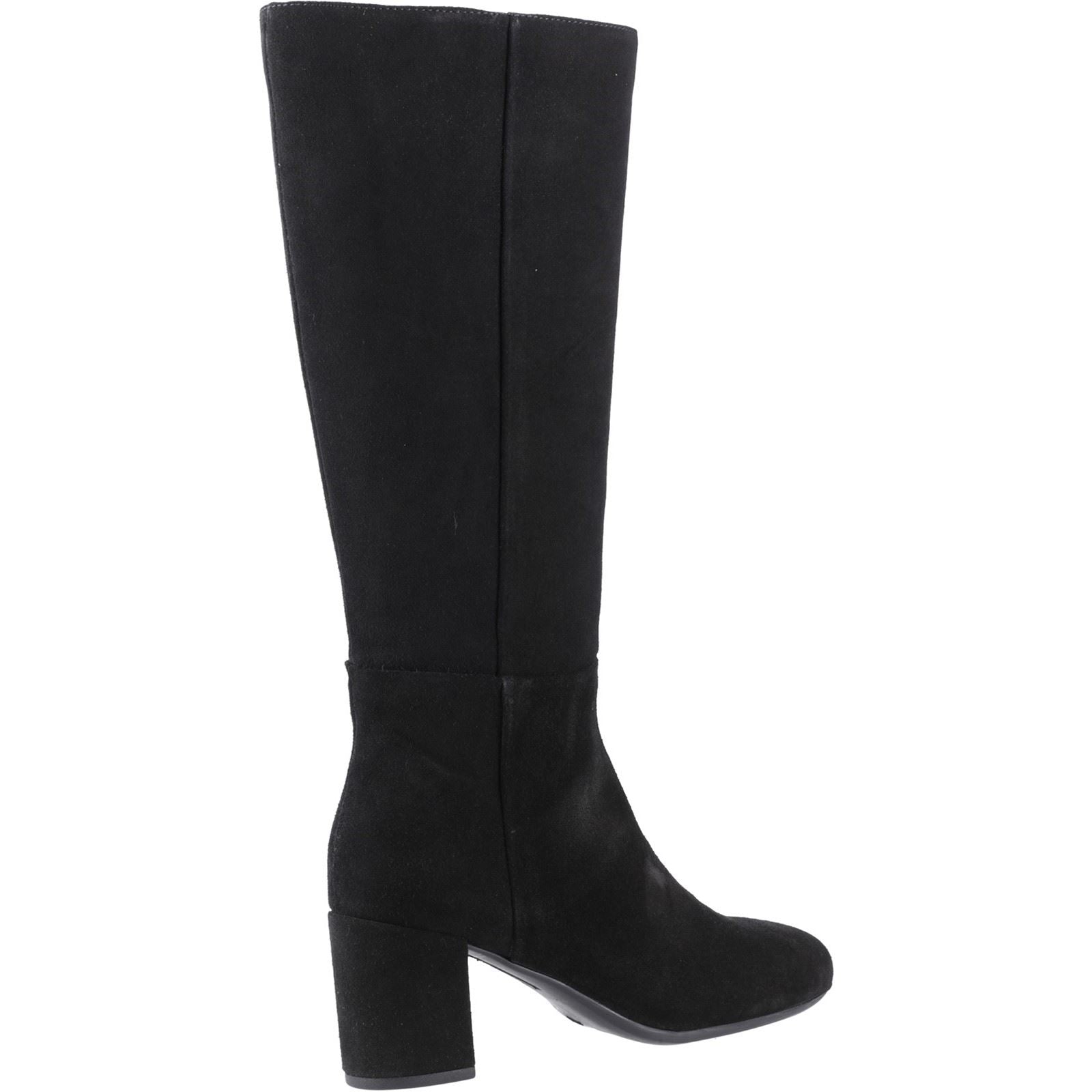Hush Puppies Oprah Femmes Suédoises Bottes Noires À Talons Hauts Jusqu'aux Genoux