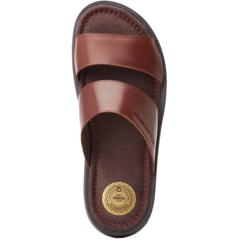 Base London Maven Sandales Homme En Cuir Marron Brûlé