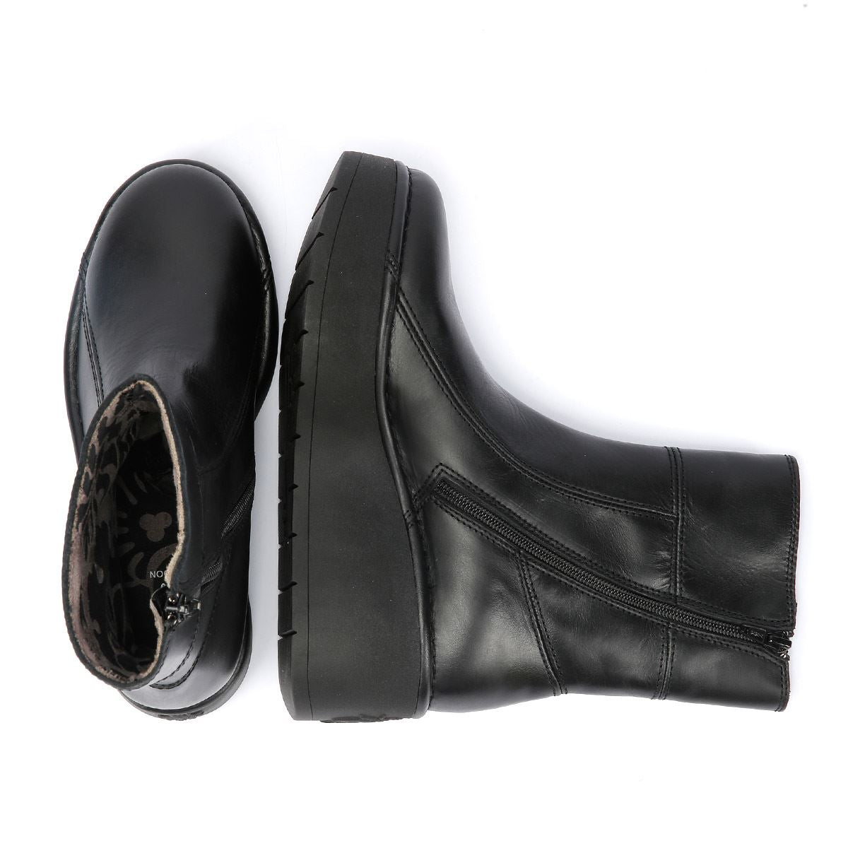 Fly London Hann Bottes Noires En Cuir Pour Femmes