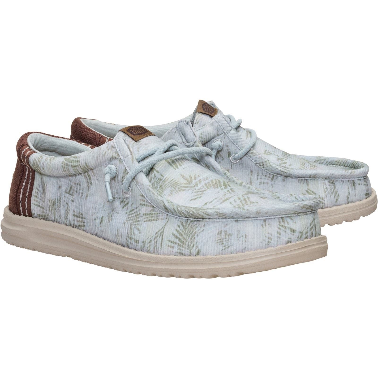 HEYDUDE Wally Washed Mocassins En Textile Pour Homme Couleur Vert Portuaire/Multi
