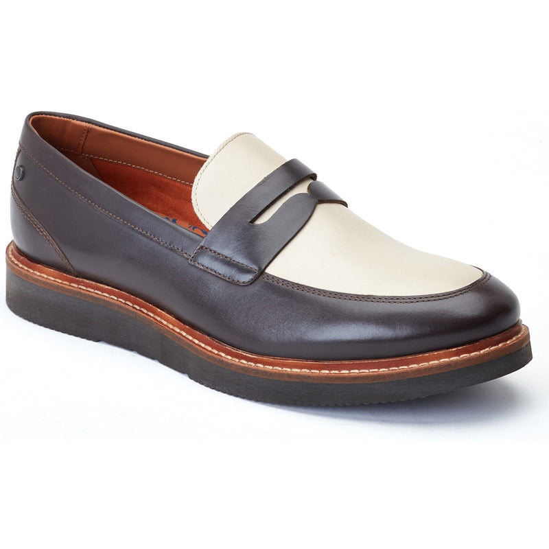 Base London Sid Chaussures Bateau En Cuir Pour Hommes, Marron/Beige
