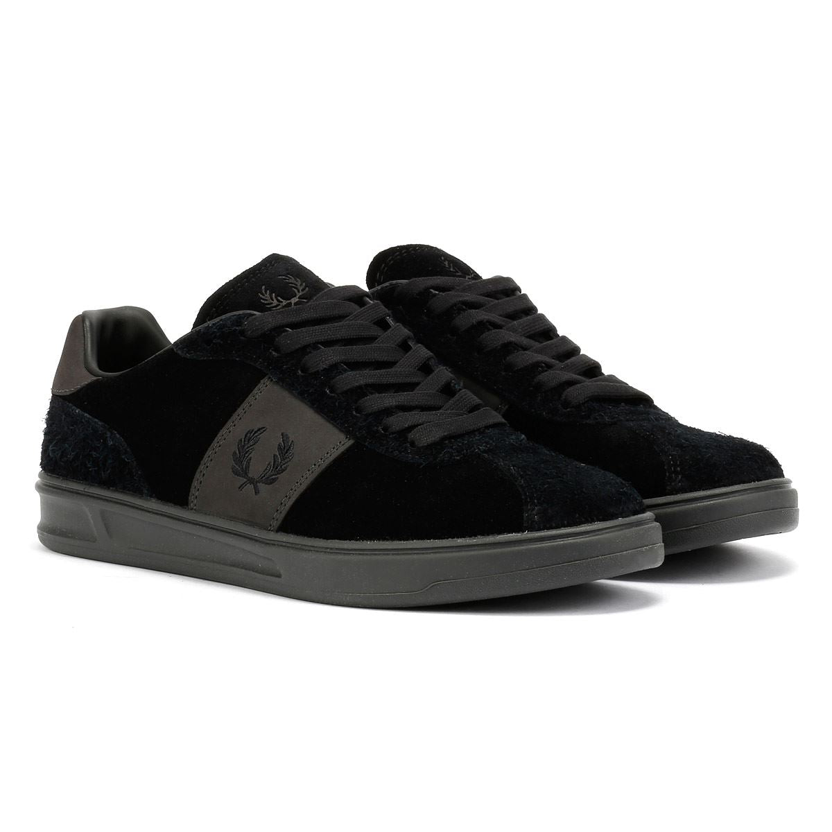 Fred Perry Suede Baskets Pour Hommes En Daim Noir