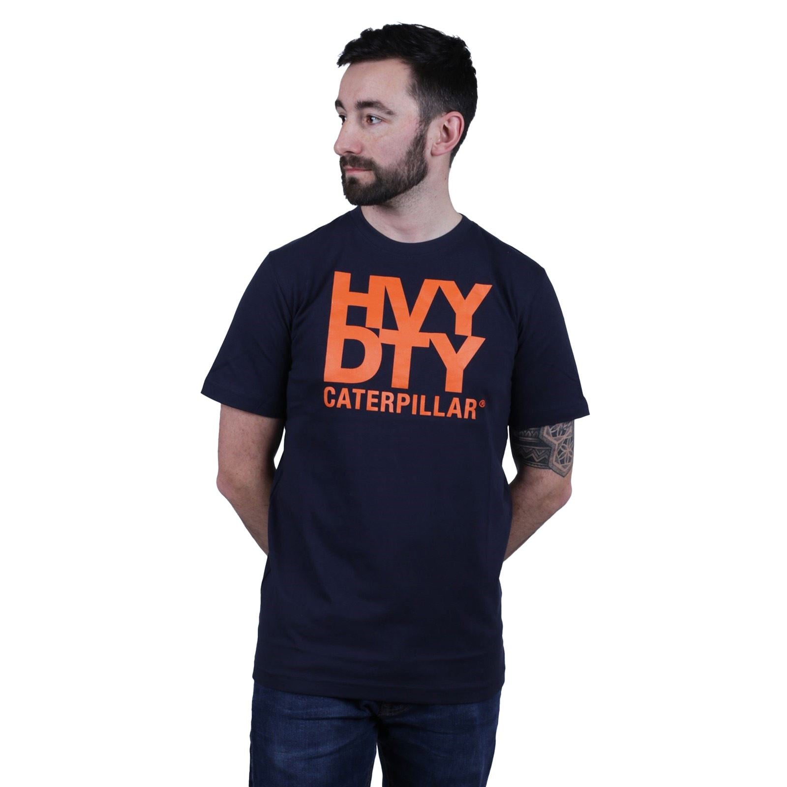 Caterpillar Heavy Duty T-Shirts À Manches Courtes Noirs En Coton Pour Hommes