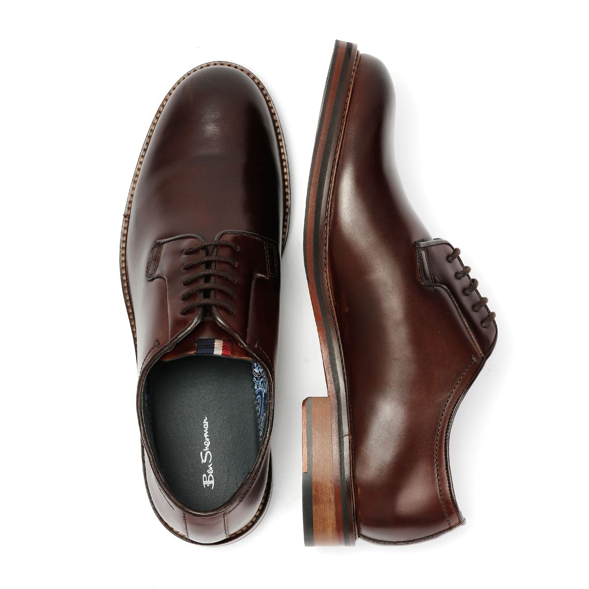 Ben Sherman Hoxton Chaussures En Cuir Pour Hommes Brunes À Lacets