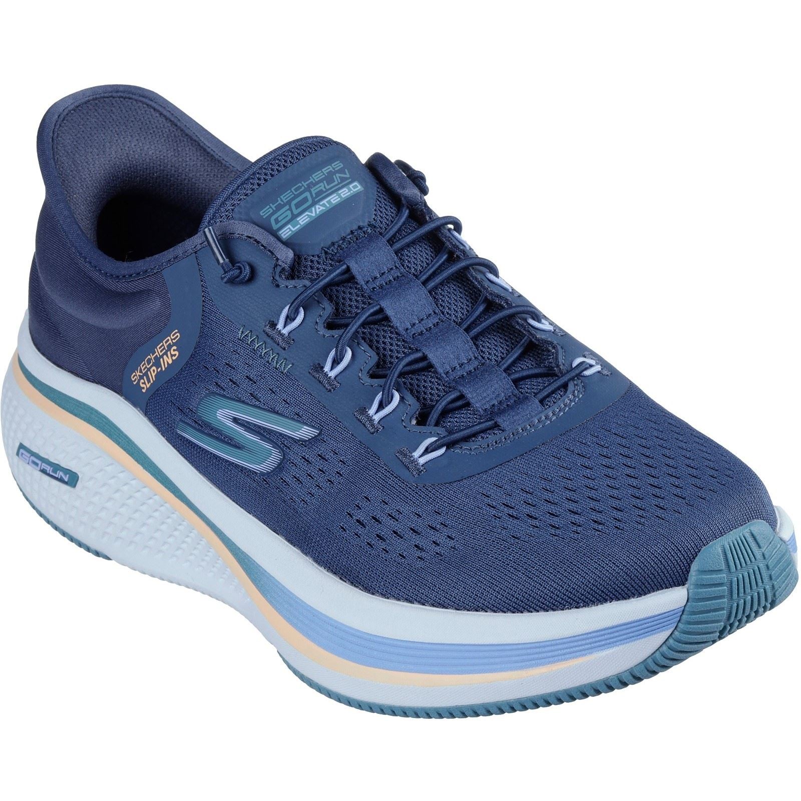 Skechers Performance Go Run Elevate 2.0 Banyan Chaussures De Sport Pour Femmes En Textile Bleu Marine/Vert D'eau