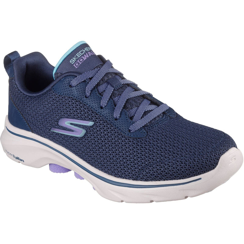 Skechers Go Walk 7 Kaylor Chaussures De Sport En Polyester Pour Femme, Bleu Marine/Violet