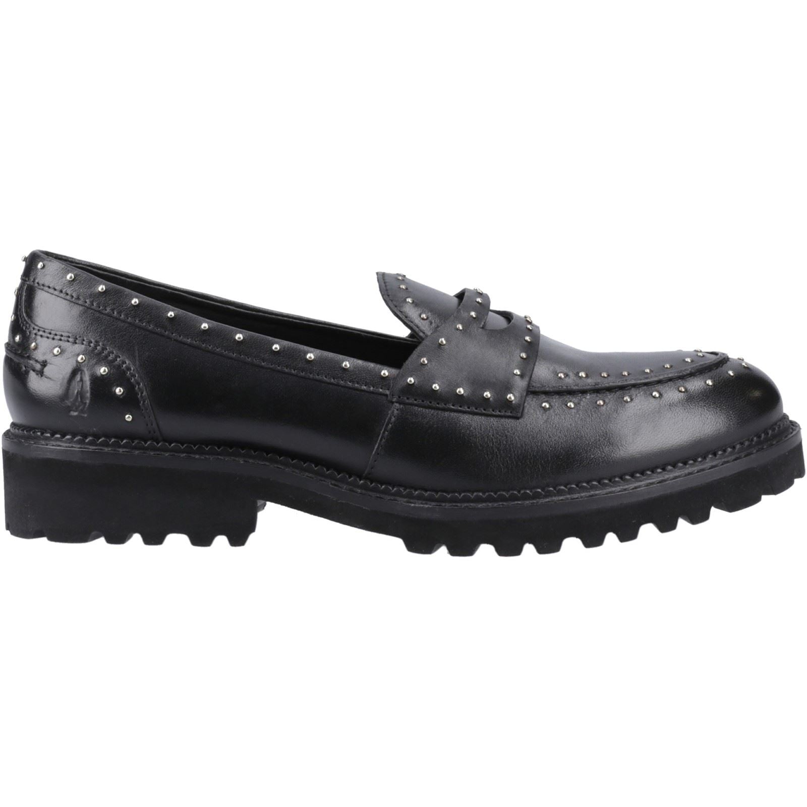 Hush Puppies Genie Mocassins En Cuir Noirs Pour Femmes