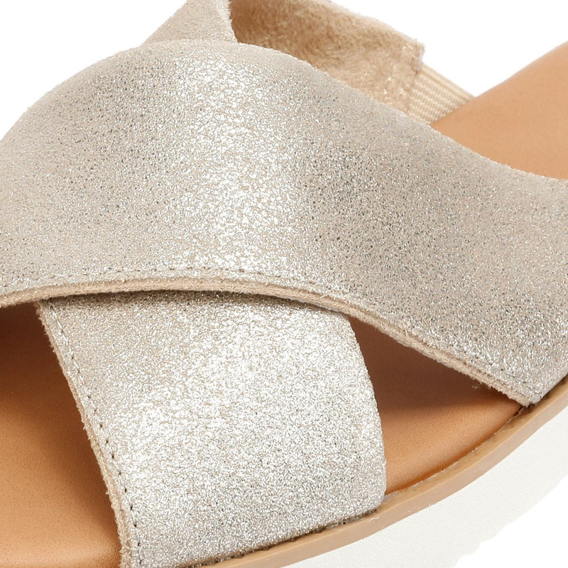 TOMS Mae Crossover Sandales Pour Femmes En Cuir Suédois Argenté