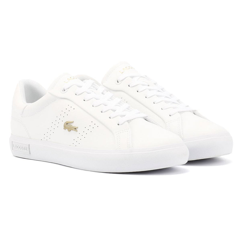 Lacoste Powercourt 2.0 Baskets Blanches En Cuir Pour Femmes