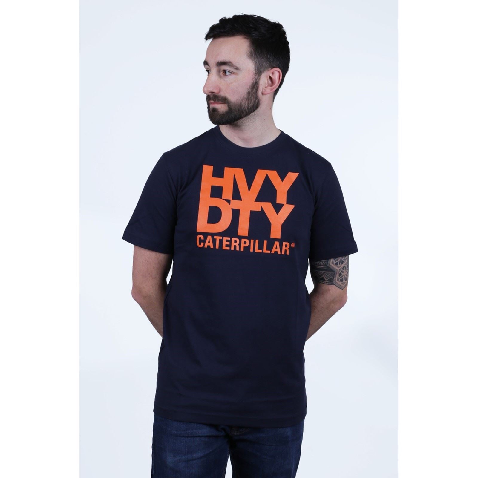 Caterpillar Heavy Duty T-Shirts À Manches Courtes Noirs En Coton Pour Hommes