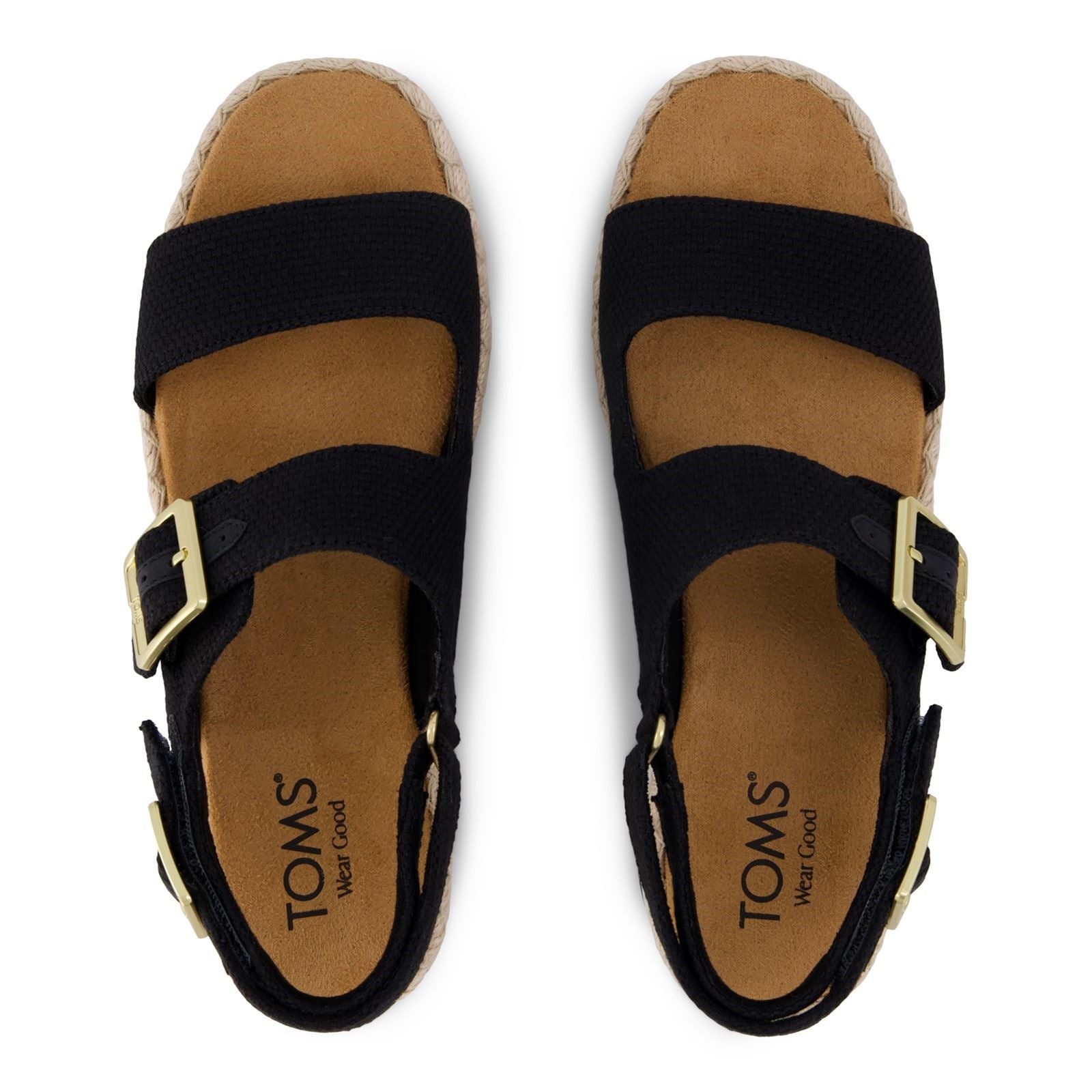 TOMS Giana Sandales De Plage Noires Pour Femmes En Textile