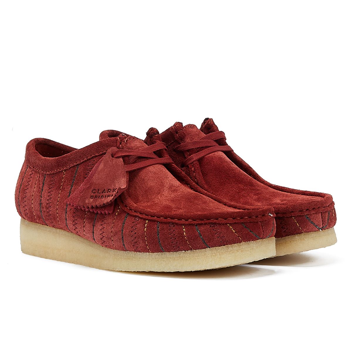 Clarks Originals Chaussures Lacets Pour Hommes En Cuir Bordeaux
