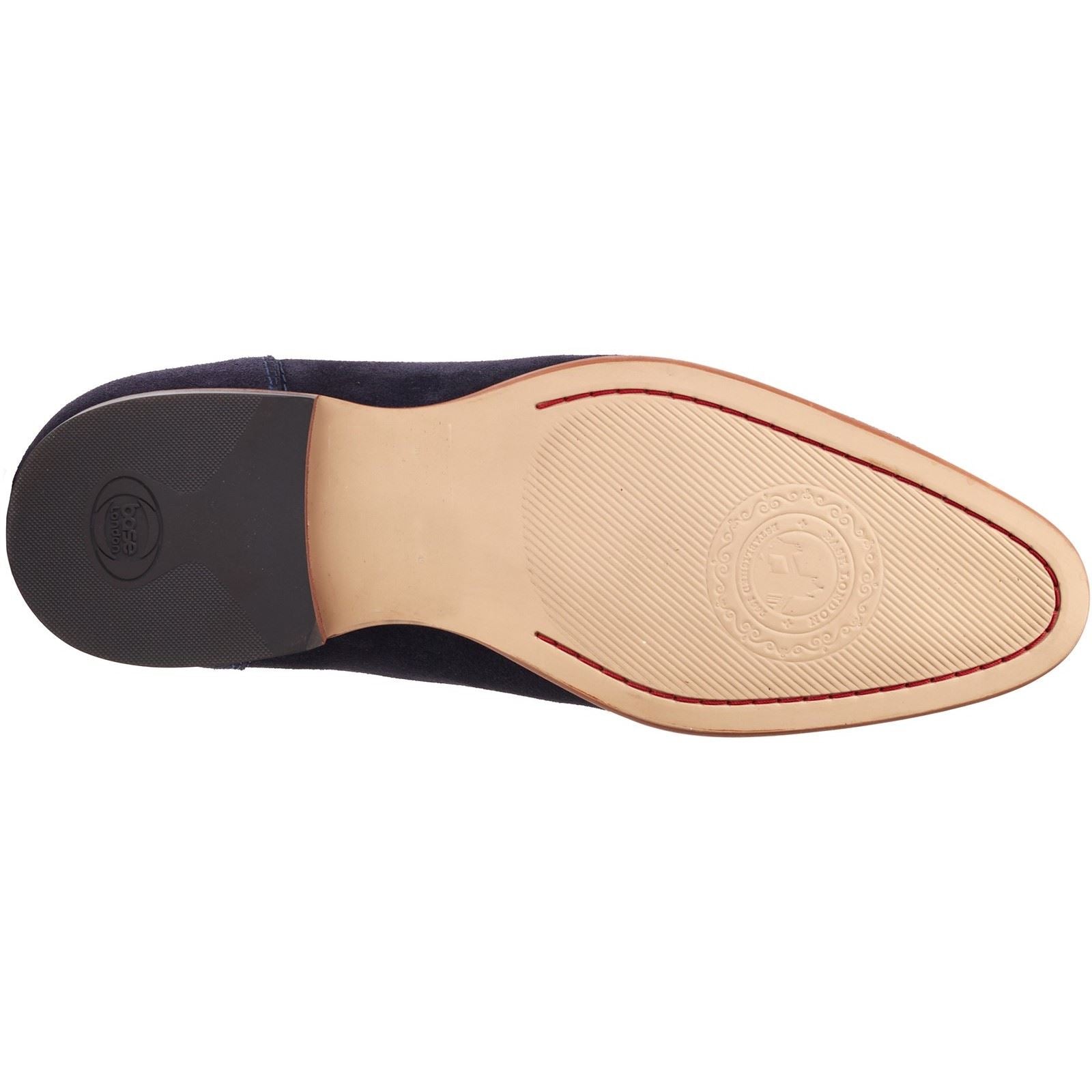 Base London Bruno Chaussures Bateau En Cuir Pour Homme, Bleu Marine