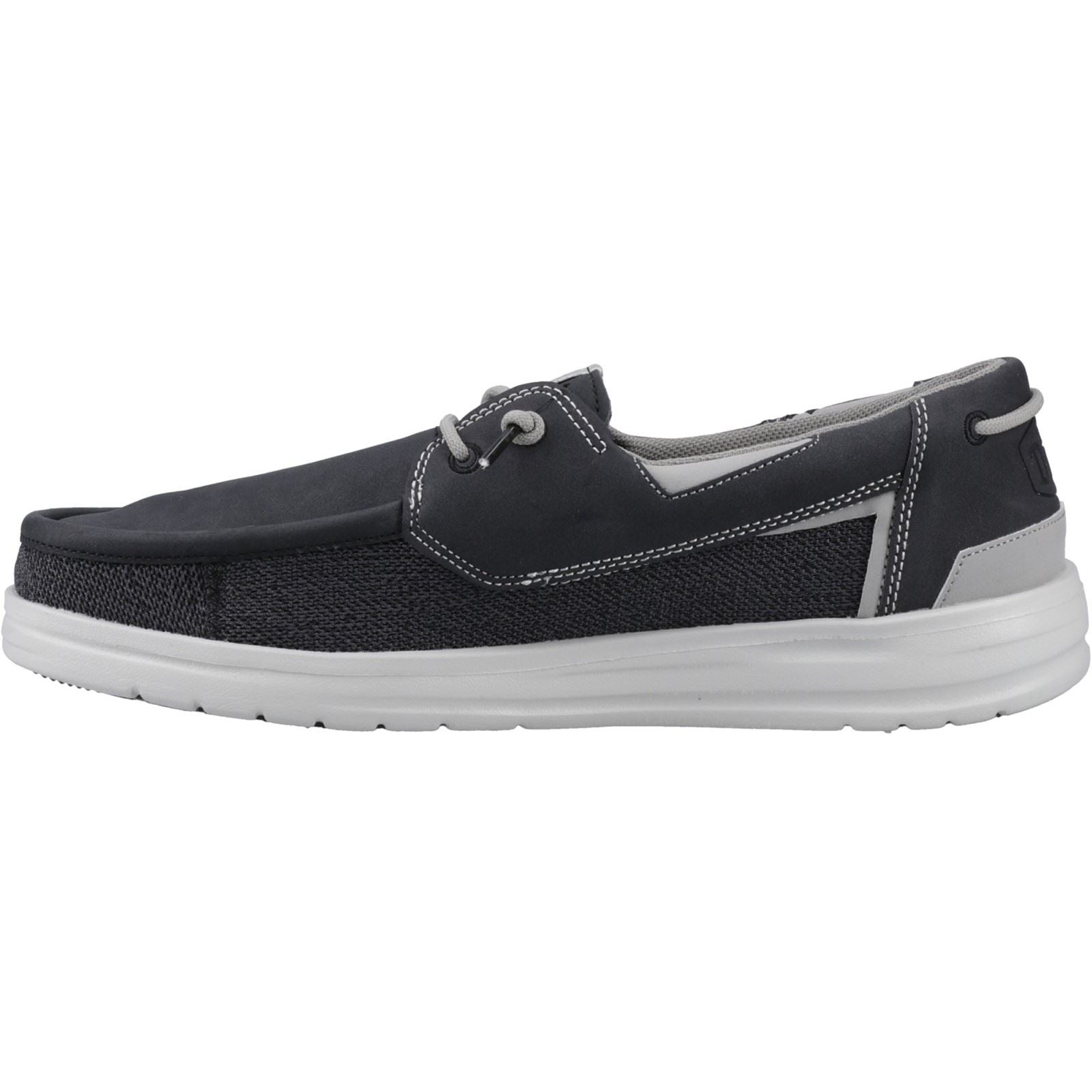 HEYDUDE Welsh Grip Classic Mesh Chaussures Bateau Pour Homme En Mélange De Coton Noir/Gris Tempête