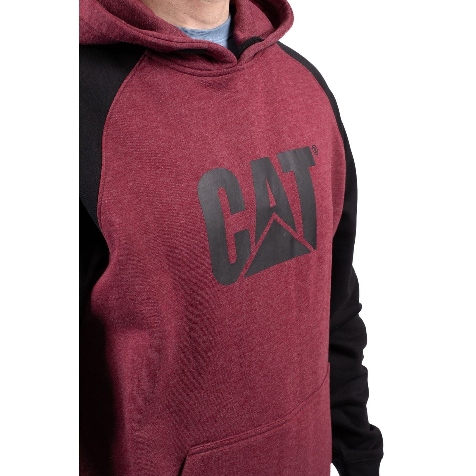 Caterpillar Raglan Sweat À Capuche Rouge En Coton Pour Homme