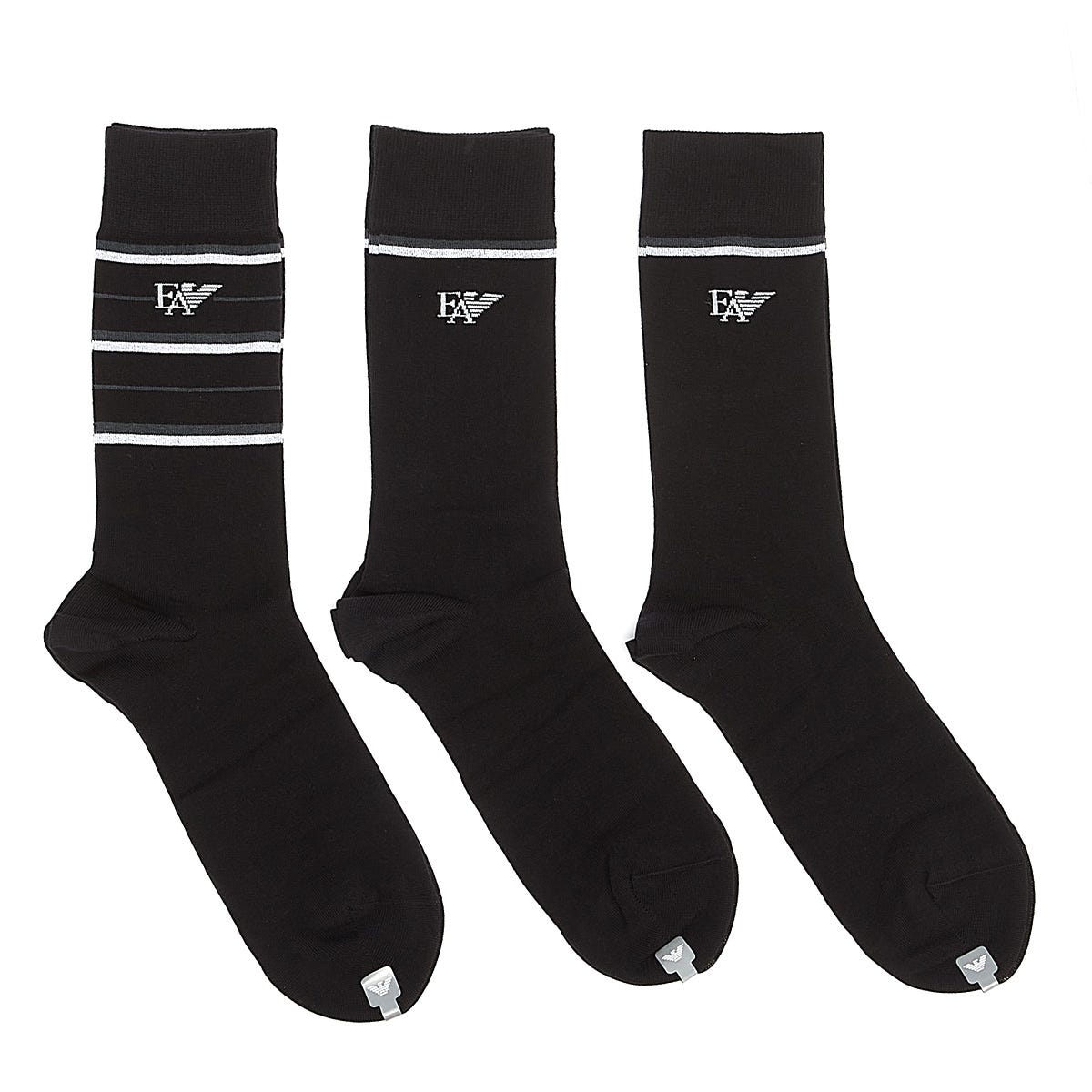 Emporio Armani 3 Pack Mens Grey / Black Socks (chaussettes grises/noires)
