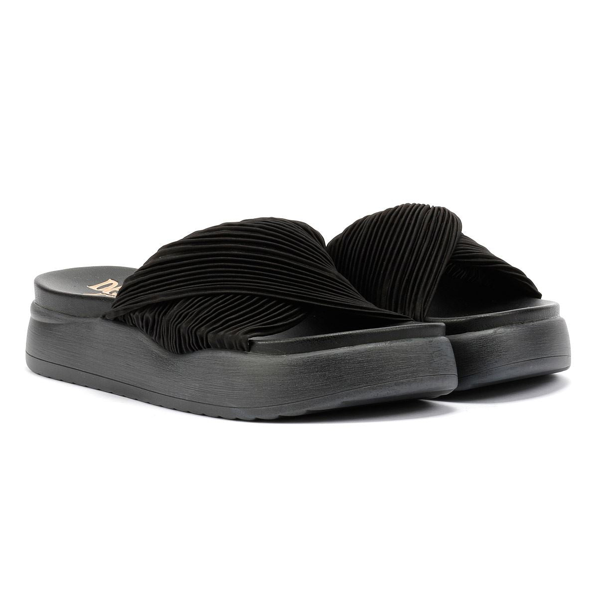Desert Fleur Gabbro Sandales Noires Pour Femme En Satin