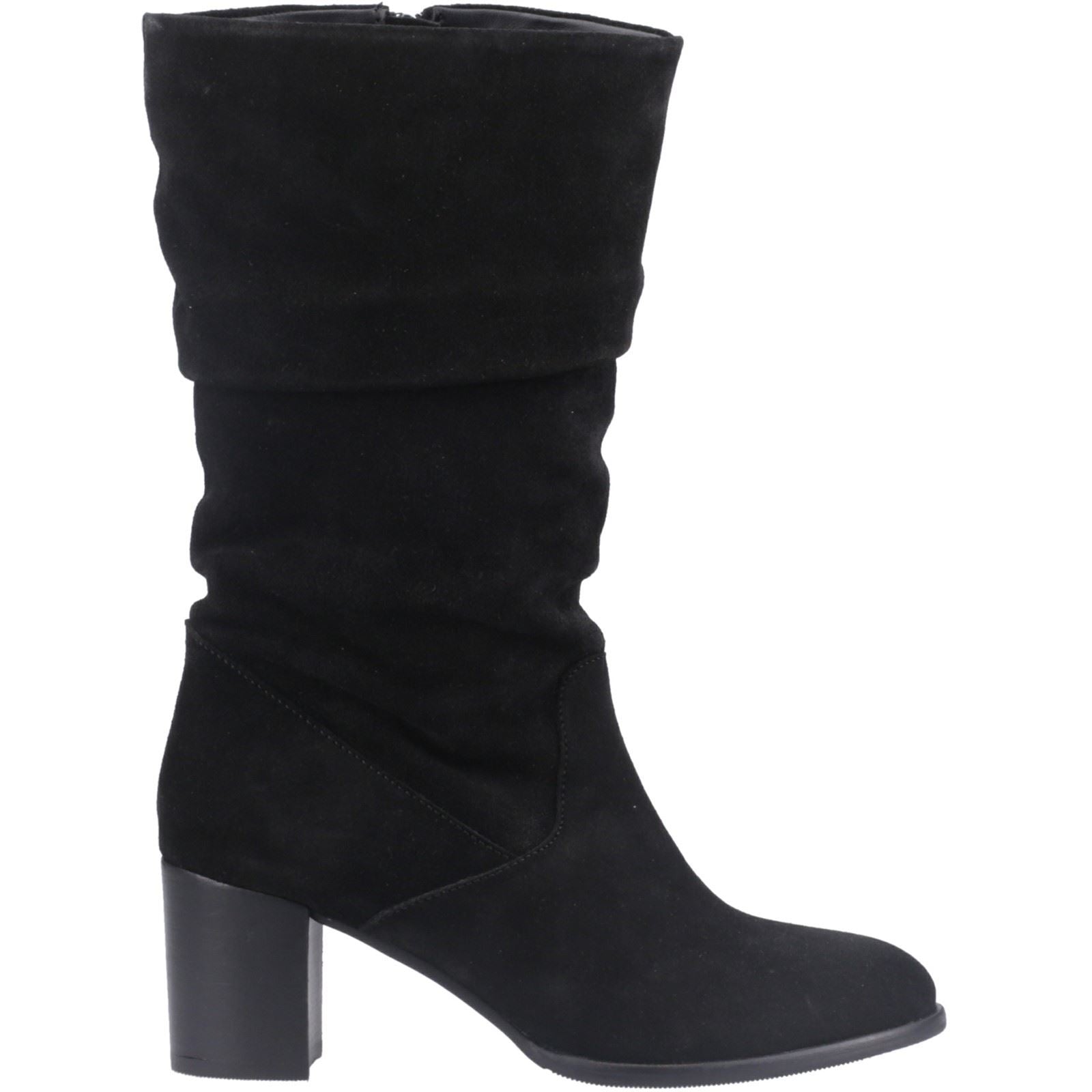 Hush Puppies Cosima Femmes Suédoises Bottes Hautes Noires À Talons En Daim